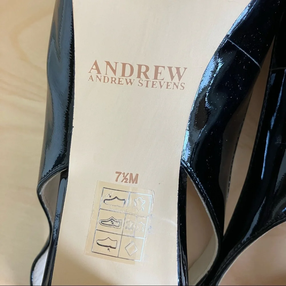 Andrew Stevens black patent leather Francesca heels, women’s size 7.5, worn once - Picture 9 of 14